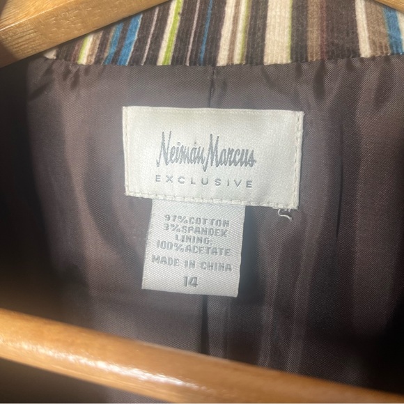 Neiman Marcus Exclusive Women’s Brown Striped Corduroy Blazer‎ Sz 14 - Picture 8 of 9